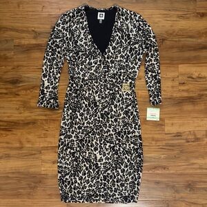 NWT Anne Klein Animal Print Long Sleeve Dress